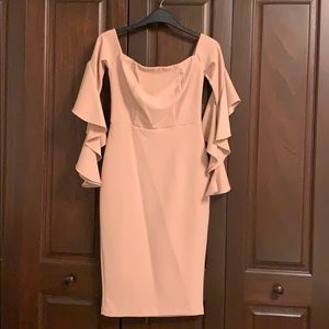River Island blush off the shoulder dress 8/SMALL